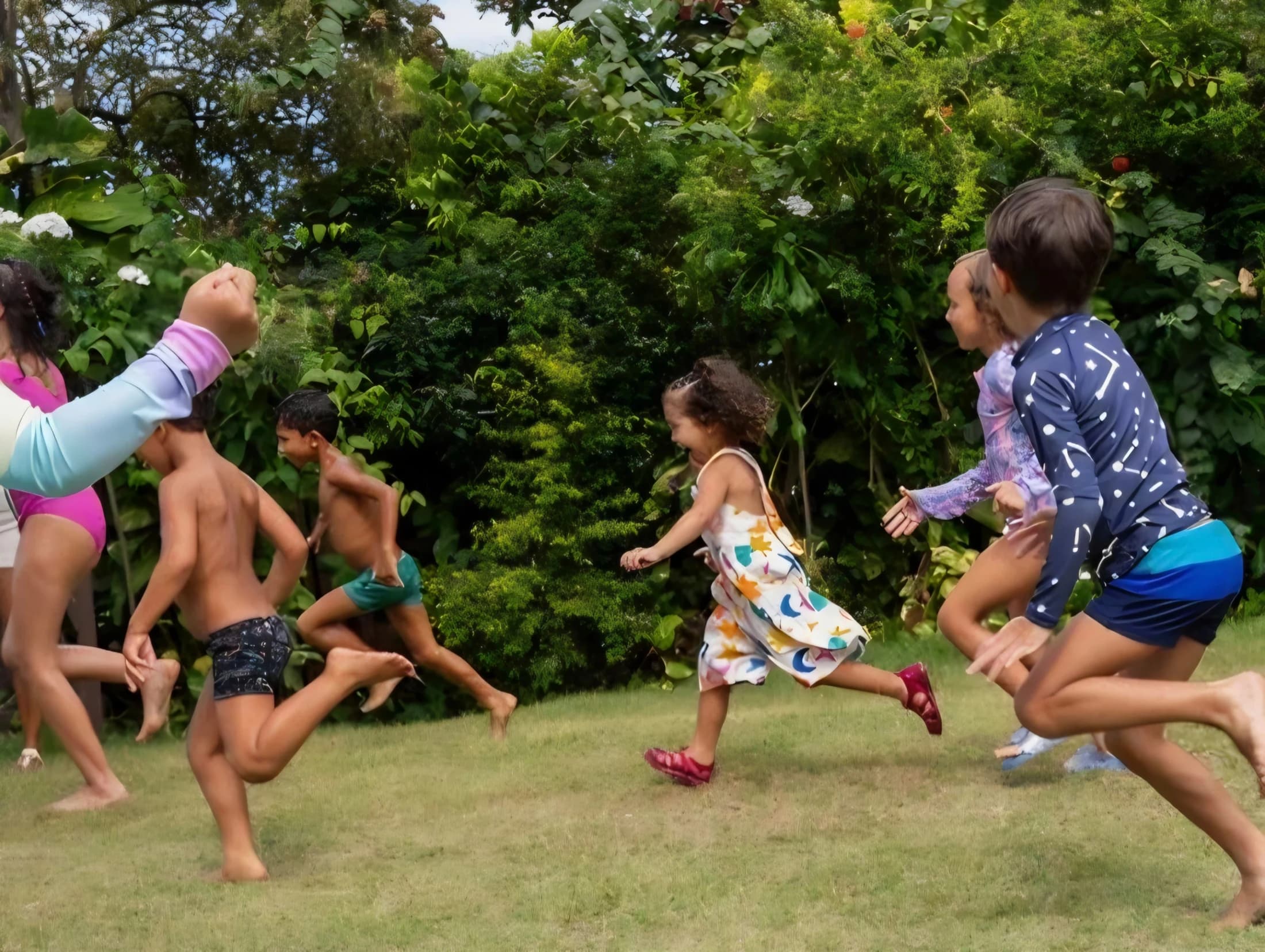 crianças participando de uma brincadeira de recreação em grupo